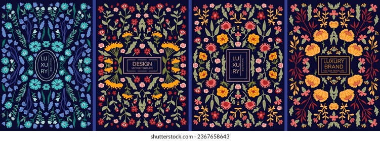 Beautiful flower collection of posters with flower compositions. Notebook covers