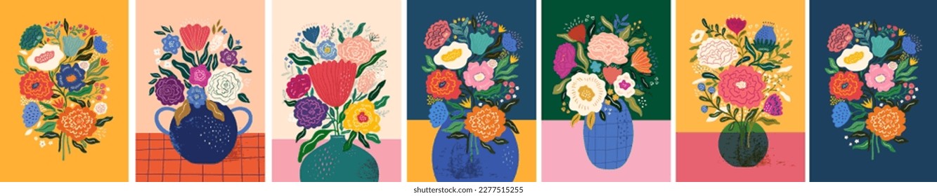 Beautiful flower collection of posters with roses, leaves, floral bouquets, flower compositions. Notebook covers