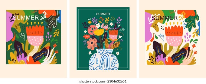 Beautiful flower collection of posters with roses, leaves, floral bouquets, flower compositions. Notebook covers