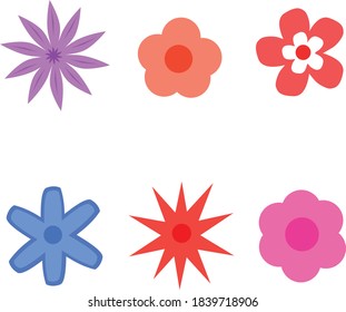 beautiful flower colorful vector set  