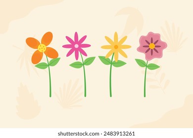 Schönes Blumenkonzept. Farbige Vektorillustration isoliert.
