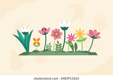 Beautiful flower concept. Colored flat vector illustration isolated.