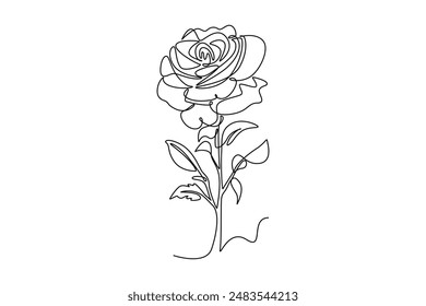 Beautiful flower concept. Single line draw design vector graphic illustration.