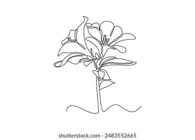 Beautiful flower concept. Single line draw design vector graphic illustration.