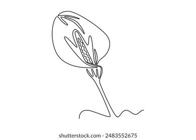 Hermoso concepto de flor. Ilustración gráfica de Vector de diseño de línea única.