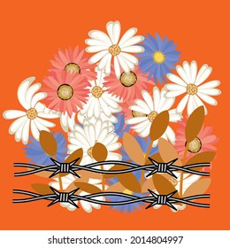 Beautiful flower decoration on orange background