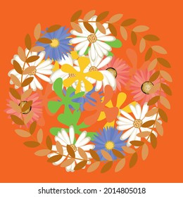 Beautiful flower decoration on orange background