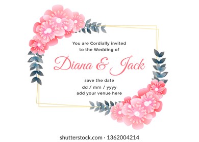 beautiful flower decorative wedding card design
