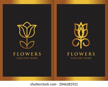 Beautiful flower design Set Fancy Jewelry Fashion Logo concept icon. 