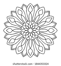 Hermoso doodle de flores forma mandala arte vector creativo