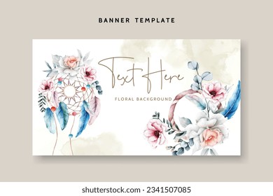 beautiful flower and dreamcatcher background template