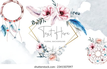 beautiful flower and dreamcatcher background template