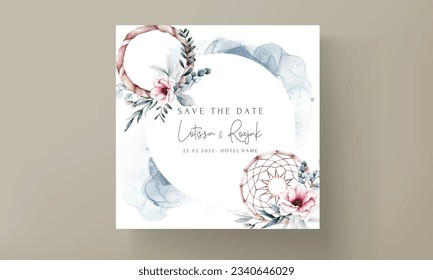 beautiful flower and dreamcatcher invitation card template