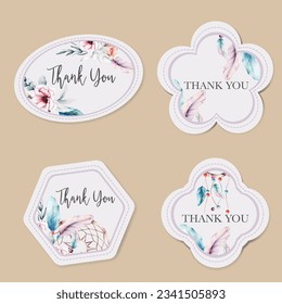 beautiful flower and dreamcatcher label collection