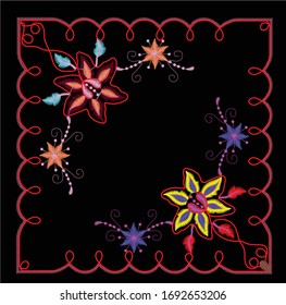 Beautiful flower embroidery for fashion design and pattern 