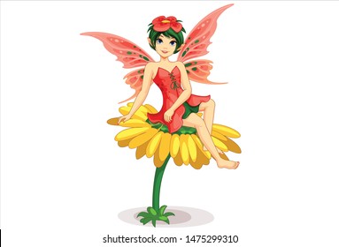 Beautiful flower fairy vector illustration 5