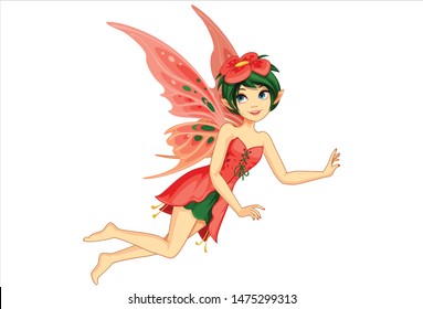 Beautiful flower fairy vector illustration 2