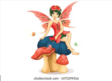 Beautiful flower fairy vector illustration 4