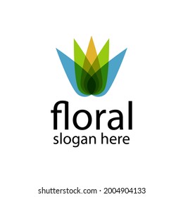 beautiful flower or floral colorful and multiply logo design