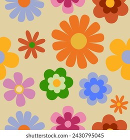 beautiful flower floral retro seamless repeat pattern. This is a vintage flower daisy vector. Design for decorative, wallpaper, shirts, clothing, tablecloths, blankets, wrapping, textile, fabric