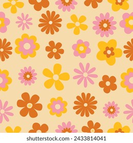 beautiful flower floral retro seamless repeat pattern. This is a vintage flower daisy vector. Design for decorative, wallpaper, shirts, clothing, tablecloths, blankets, wrapping, textile, fabric