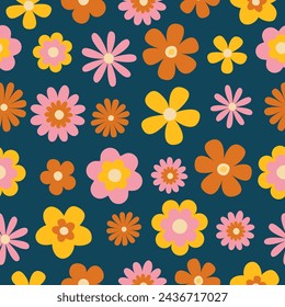 beautiful flower floral retro seamless repeat pattern. This is a vintage flower daisy vector. Design for decorative, wallpaper, shirts, clothing, tablecloths, blankets, wrapping, textile, fabric