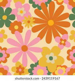 beautiful flower floral retro seamless repeat pattern. This is a vintage flower daisy vector. Design for decorative, wallpaper, shirts, clothing, tablecloths, blankets, wrapping, textile, fabric