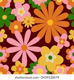 beautiful flower floral retro seamless repeat pattern. This is a vintage flower daisy vector. Design for decorative, wallpaper, shirts, clothing, tablecloths, blankets, wrapping, textile, fabric