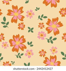 hermosa flor floral retro patrón de repetición sin fisuras. Este es un vector de flor vintage. Diseño decorativo, papel pintado, camisas, ropa, manteles, mantas, envoltura, textil, tela