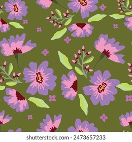 beautiful flower floral retro seamless repeat pattern. This is a vintage flower daisy vector. Design for decorative, wallpaper, shirts, clothing, tablecloths, blankets, wrapping, textile, fabric