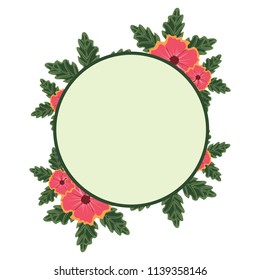 Beautiful Flower Floral Wreath Circle Frame Flat Illustration