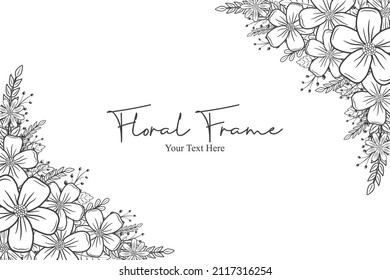 Beautiful flower frame background in outline design