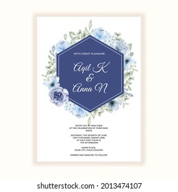bellas flores blues para la invitación a la boda