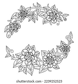 Bonito marco floral dibujado a mano para libro de colorido adulto