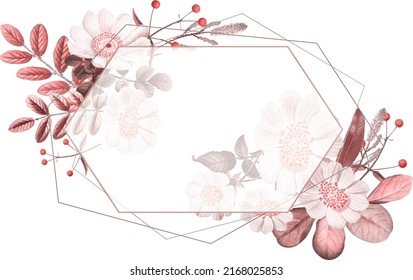 Beautiful Flower Frame Set on a White background