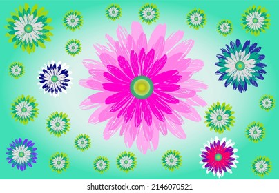 flor hermosa en plena floración, primavera vectorial y fondo de verano