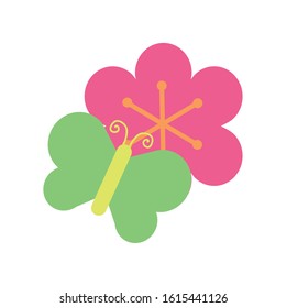 beautiful flower garden with butterfly insect vector illustration design