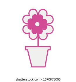 beautiful flower garden in ceramic pot vector illustration design