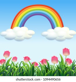 A Beautiful Flower Garden Scene illustration
