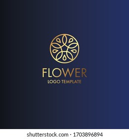 Beautiful flower gold luxury decoration vector logo