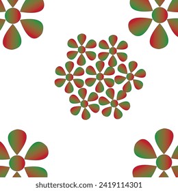 Hermosa Flor Con Gradiente, Verde, Rojo 