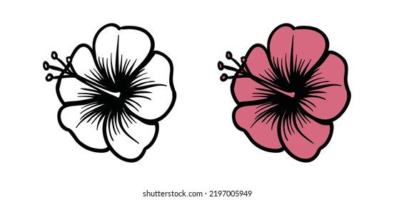 Beautiful Flower Hand drawn Illustration Symbol Icon Logo Vector