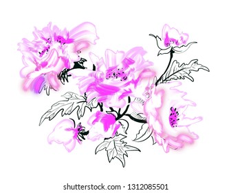 Beautiful flower, hand drawn, vector illustration