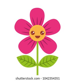 beautiful flower happy kawaii cartoon vector illustration