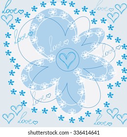 beautiful flower with hearts and curls vector illustration