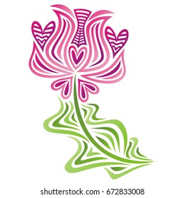 Beautiful flower with hearts. Vector illustration.