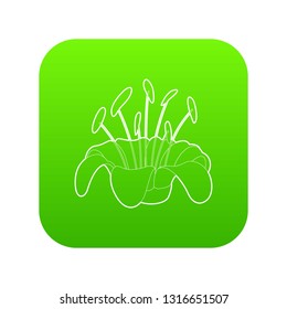 Beautiful flower icon green vector isolated on white background