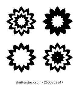 Beautiful flower icon set vector 