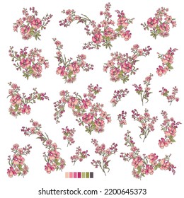 Beautiful flower illustration material collection,