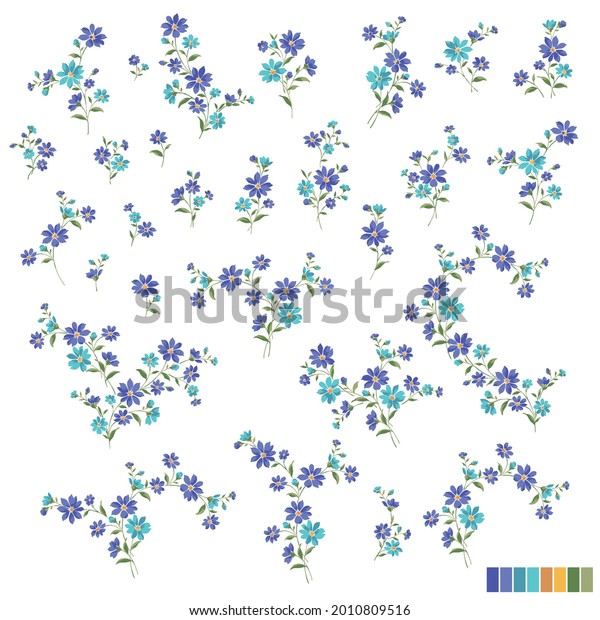 Beautiful flower\
illustration material\
collection,